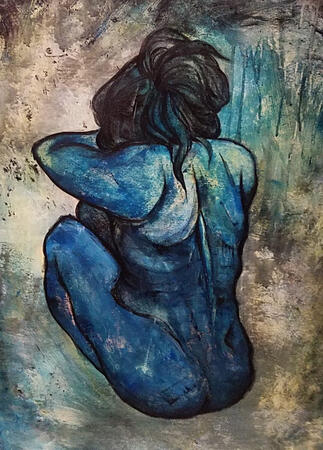 Self-Portrait in Blue Nude